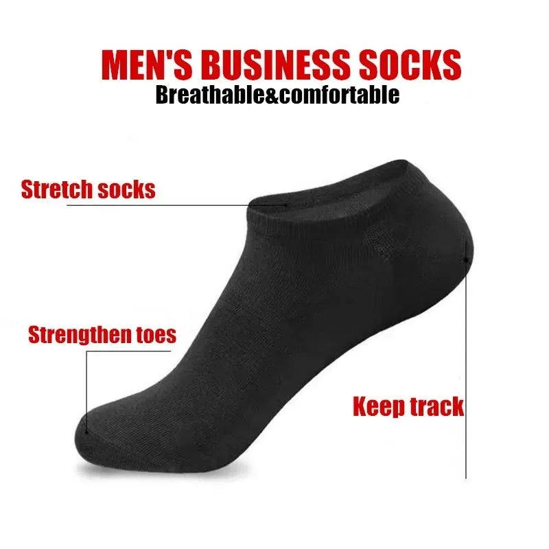 Pack of 20 Pairs of Men's Socks - Spring/Summer - Thin, Breathable and Soft Polyester and Cotton Socks - Black Casual and Business Socks - Boat Type Ankle Socks - Size EU38-45