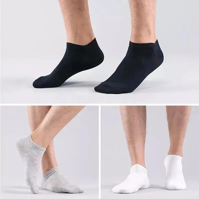 Lots de 20 Paires de Chaussettes pour Homme - Printemps/Été - Chaussettes Fines, Respirantes et Douces en Polyester et Coton - Chaussettes Noires Casual et Business - Chaussettes Cheville de Type Bateau - Taille EU38-45