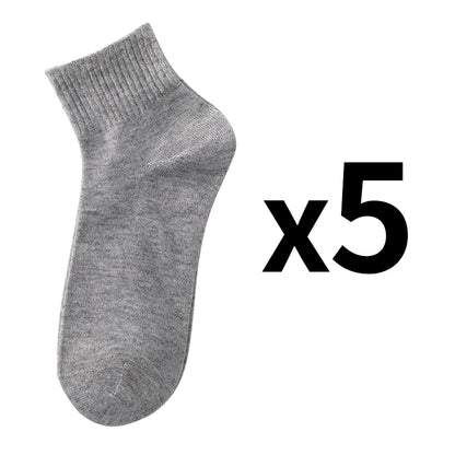 Lots de 5 Pairs/Lot Men's Solid Color Socks Black White Business Casual Simple Versatile Breathable Cotton Sports Mesh Short Socks